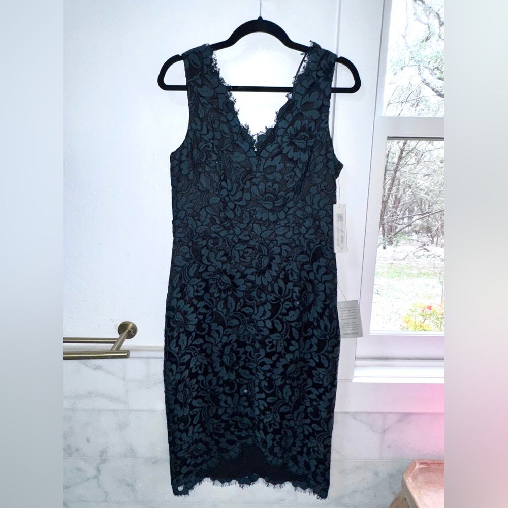 Nordstrom Teal Floral Lace Midi Dress